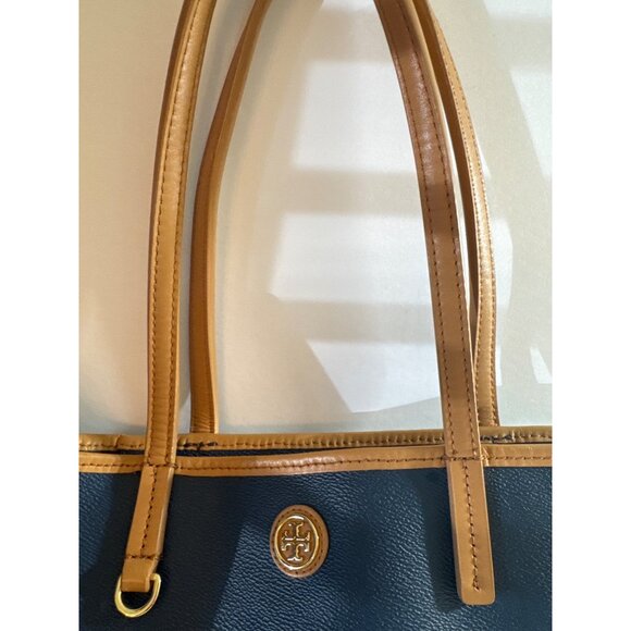 Tory Burch Blue and Tan Tote Bag - Picture 3 of 12